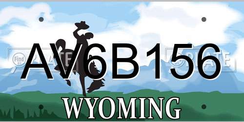 AV6B156 Wyoming License Plate