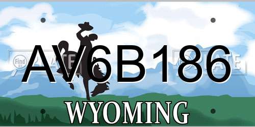 AV6B186 Wyoming License Plate