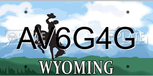 AV6G4G Wyoming License Plate