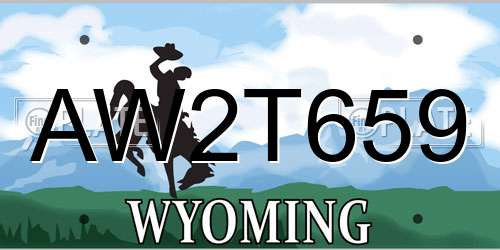 AW2T659 Wyoming License Plate