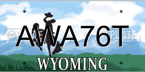 AWA76T Wyoming License Plate