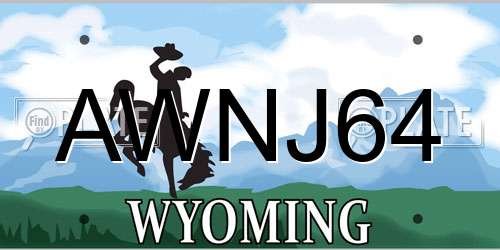 AWNJ64 Wyoming License Plate