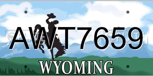 AWT7659 Wyoming License Plate