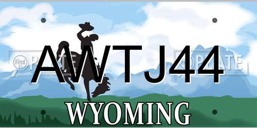 AWTJ44 Wyoming License Plate