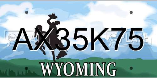 AX35K75 Wyoming License Plate