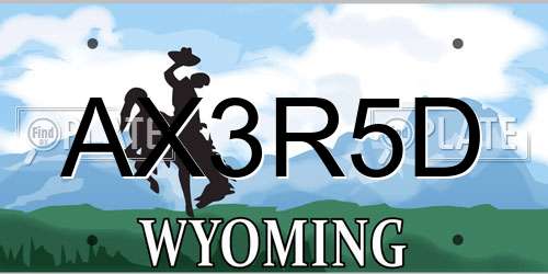 AX3R5D Wyoming License Plate