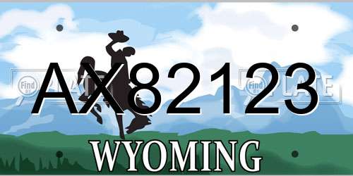 AX82123 Wyoming License Plate