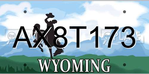 AX8T173 Wyoming License Plate