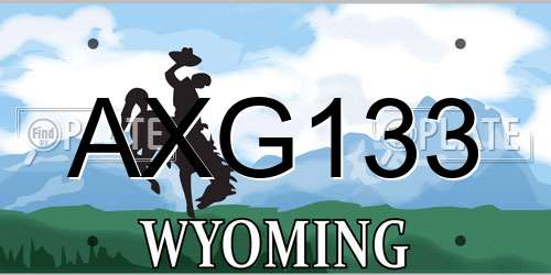 AXG133 Wyoming License Plate