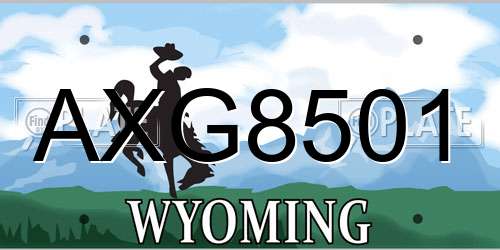 AXG8501 Wyoming License Plate