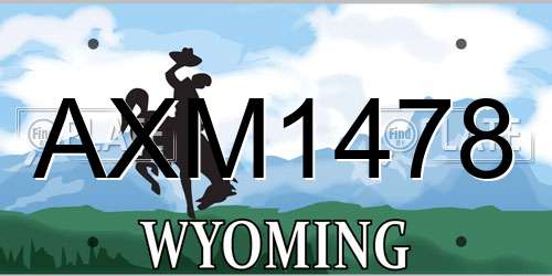 AXM1478 Wyoming License Plate