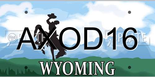 AXOD16 Wyoming License Plate