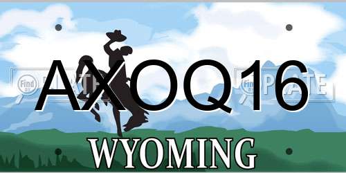 AXOQ16 Wyoming License Plate