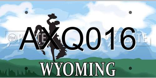 AXQ016 Wyoming License Plate