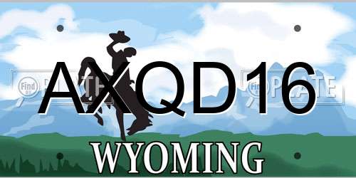 AXQD16 Wyoming License Plate