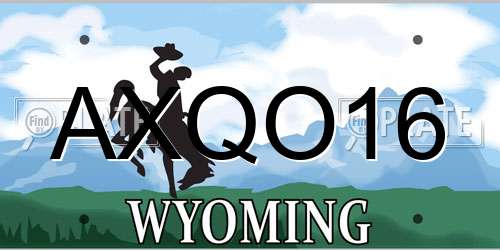 AXQO16 Wyoming License Plate