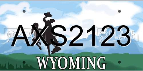 AXS2123 Wyoming License Plate