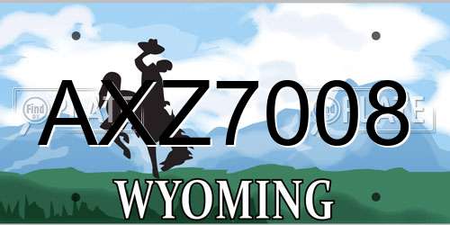 AXZ7008 Wyoming License Plate