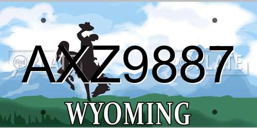 AXZ9887 Wyoming License Plate