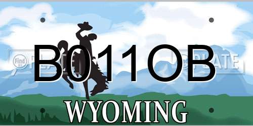 B011OB Wyoming License Plate