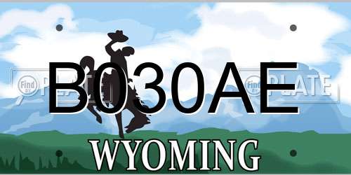 B030AE Wyoming License Plate