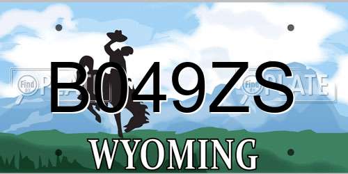 B049ZS Wyoming License Plate