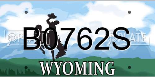 B0762S Wyoming License Plate