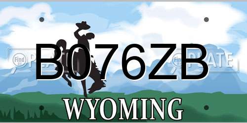 B076ZB Wyoming License Plate