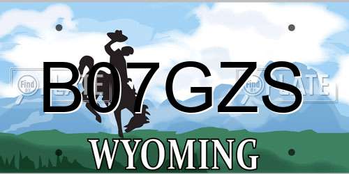 B07GZS Wyoming License Plate
