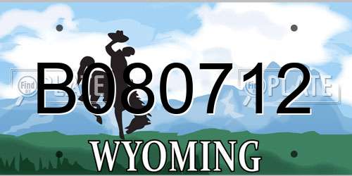 B080712 Wyoming License Plate