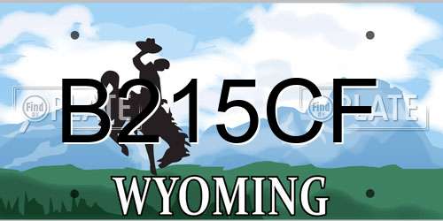 B215CF Wyoming License Plate