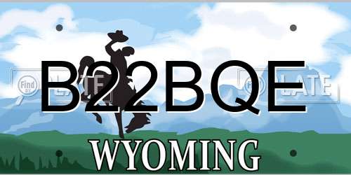 B22BQE Wyoming License Plate