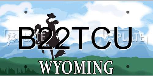 B22TCU Wyoming License Plate