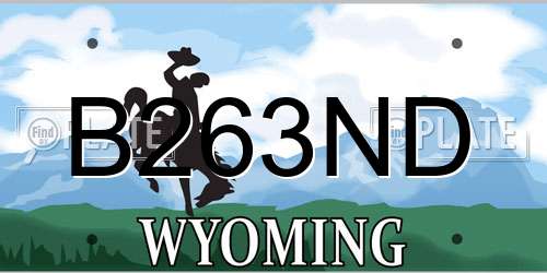B263ND Wyoming License Plate