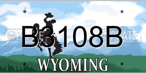 B3108B Wyoming License Plate