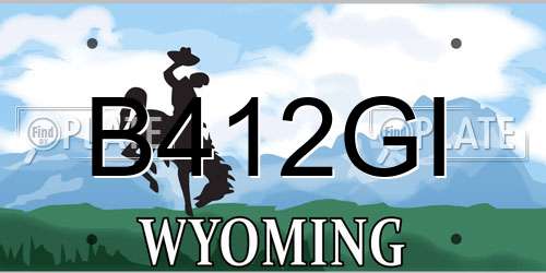 B412GI Wyoming License Plate