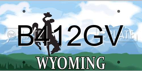 B412GV Wyoming License Plate