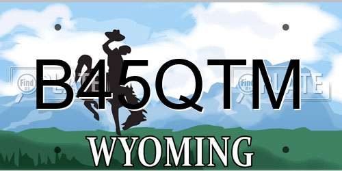 B45QTM Wyoming License Plate