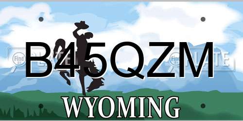 B45QZM Wyoming License Plate