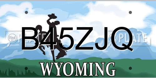 B45ZJQ Wyoming License Plate