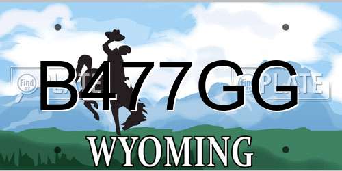 B477GG Wyoming License Plate