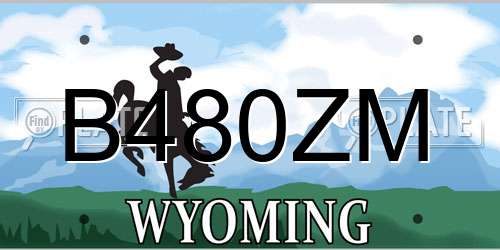 B480ZM Wyoming License Plate