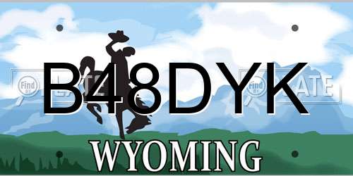 B48DYK Wyoming License Plate