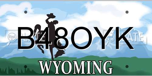 B48OYK Wyoming License Plate