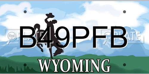 B49PFB Wyoming License Plate