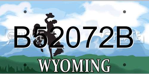 B52072B Wyoming License Plate