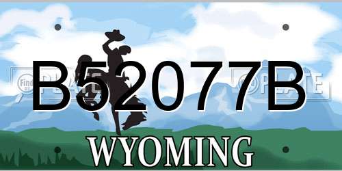 B52077B Wyoming License Plate