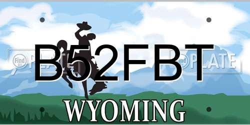B52FBT Wyoming License Plate