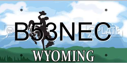 B53NEC Wyoming License Plate