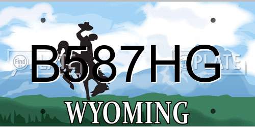 B587HG Wyoming License Plate